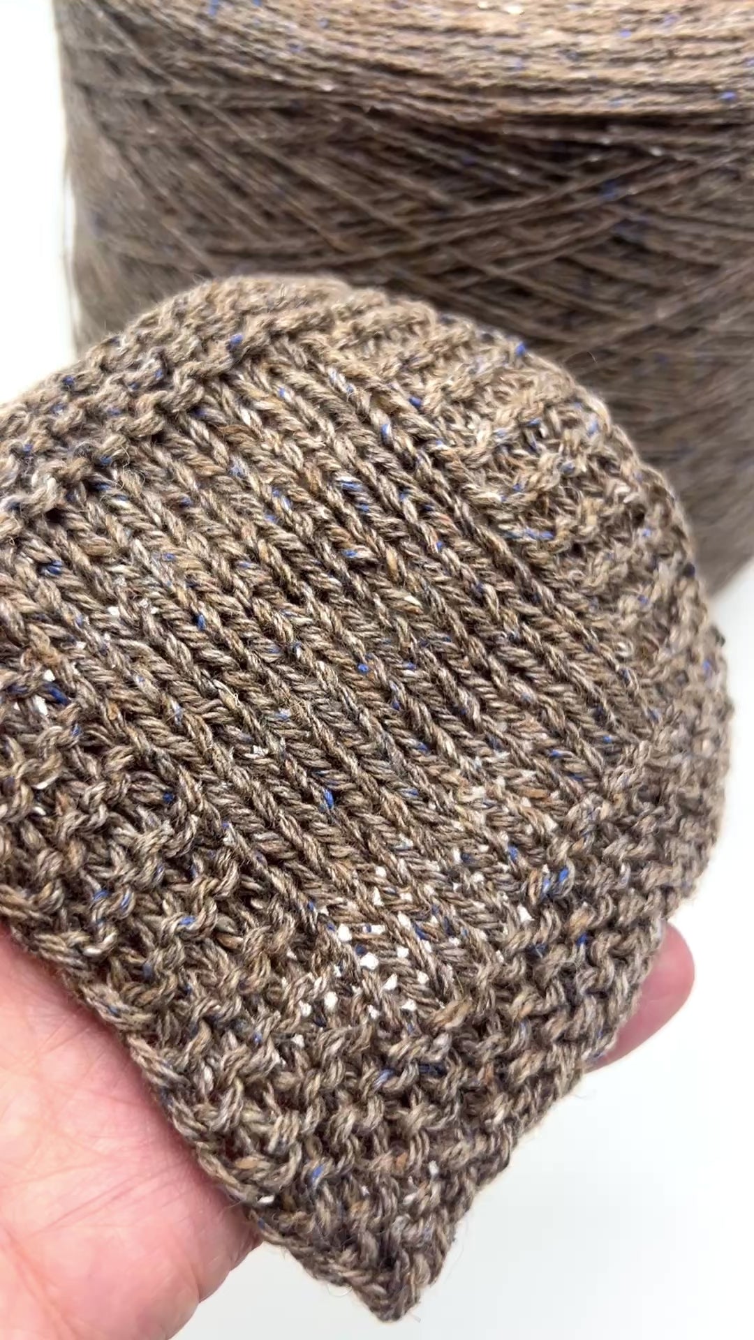 Exclusive iDOKNiT lace weight tweed yarn, PIGALLE by RiGo Italy. A complex luxury blend of 40% virgin wool, 20% silk, and 15% viscose, 750m/100g. Authentic Italian-made tweed with sophisticated multi-fiber texture and subtle silk sheen, curated by iDOKNiT for high-end, lightweight knitwear.
