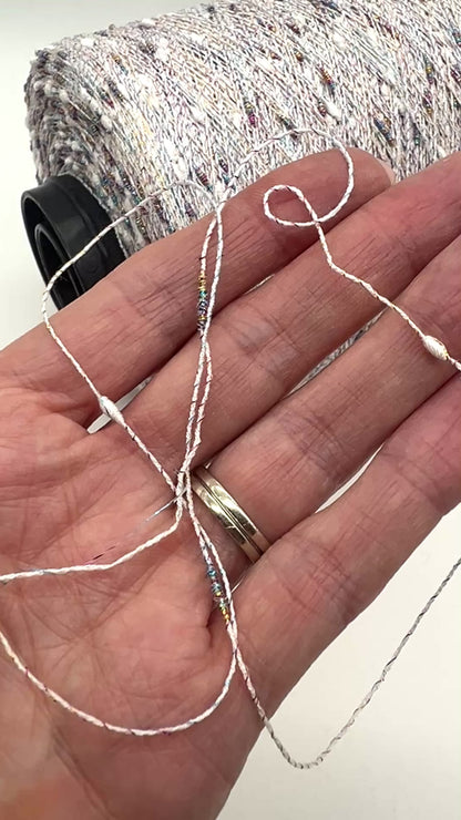 Cotton FANTASY FLAME Lurex Tweed Yarn, CRISTALLO, Luxury Collection by RiGo, Sold in Balls or on Cones, Lace Yarn, VARIABLE METRAGE/YARDAGE