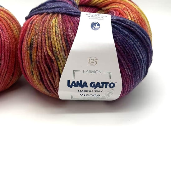 Lana Gatto VIENNA yarn ball in multicolor tones – 125th anniversary label front