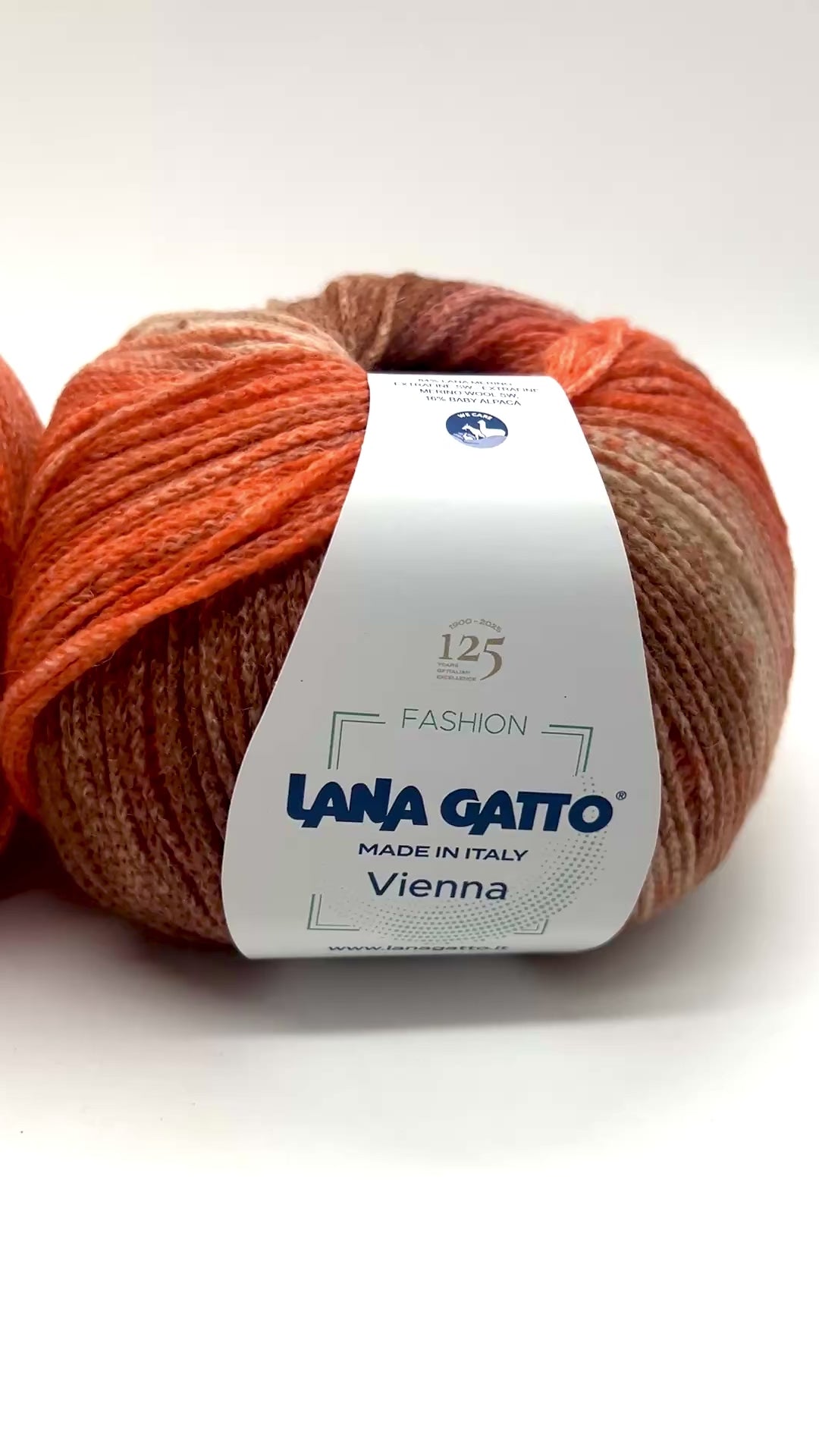 Lana Gatto VIENNA yarn ball in multicolor tones – 125th anniversary label front