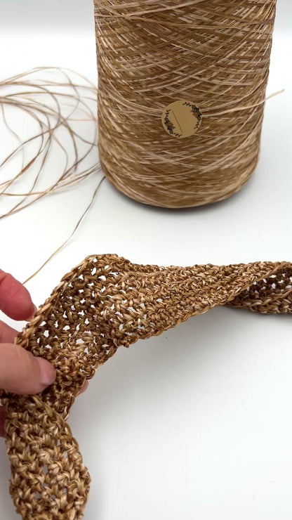 RARE FIND: Luxury Italian Viscose Raffia Yarn, FRATELLI REALI RAFIA, Designer Raffia Ribbon Yarn, Whole Cone Only, 1100m/100g