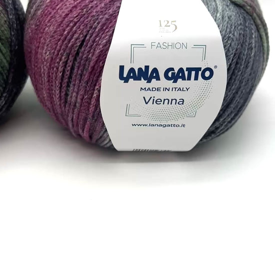 Lana Gatto VIENNA yarn ball in multicolor tones – 125th anniversary label front