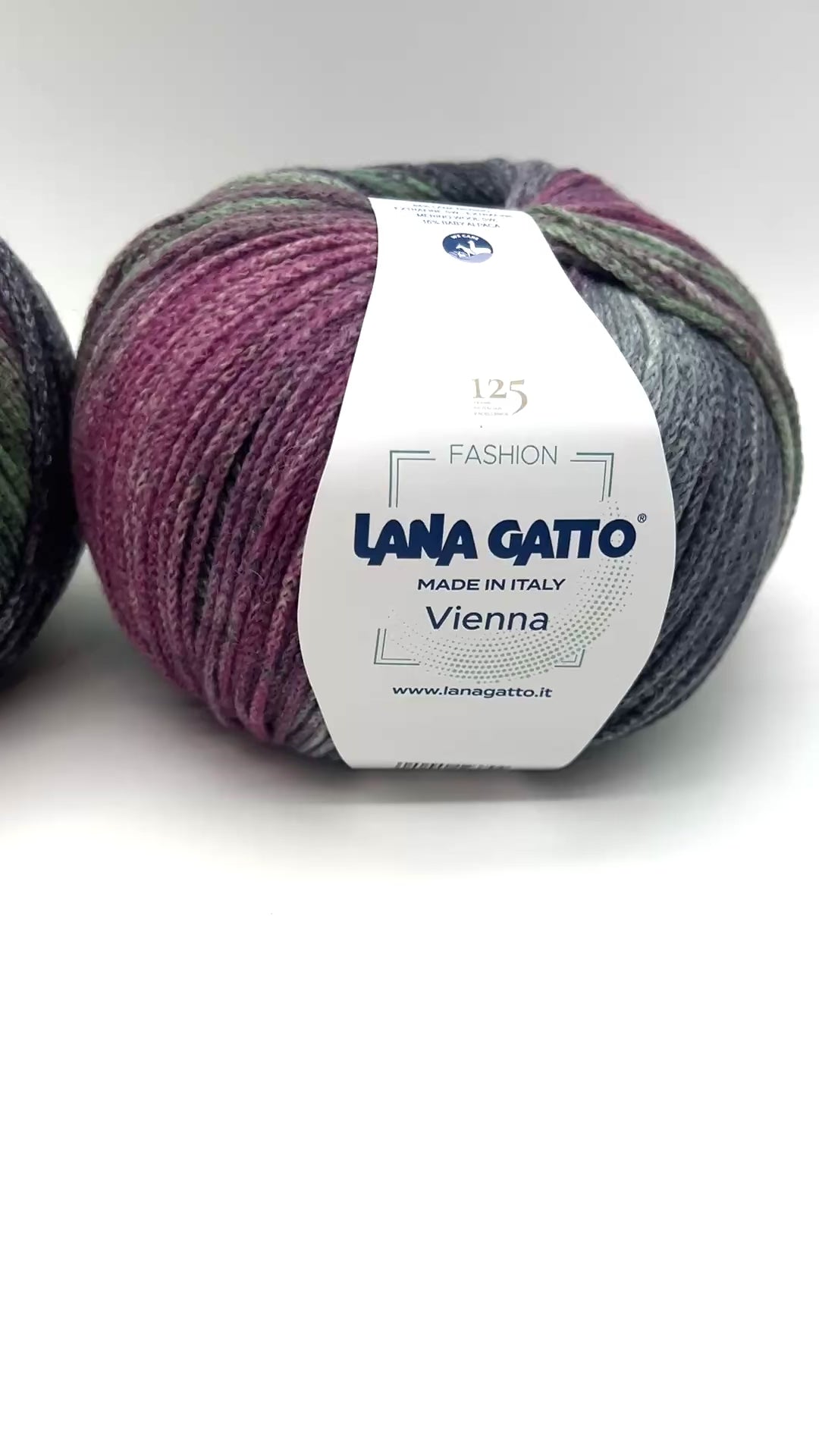 Lana Gatto VIENNA yarn ball in multicolor tones – 125th anniversary label front