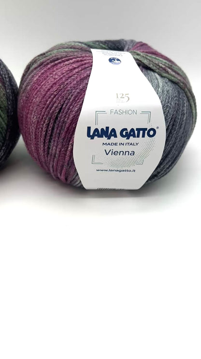 Lana Gatto VIENNA yarn ball in multicolor tones – 125th anniversary label front