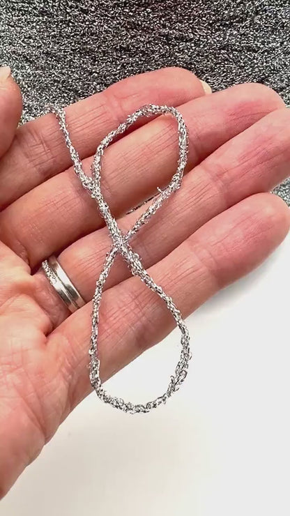 Sparkling Metallic Glitter CORD Yarn, CROWN, Italy, Ideal for Crochet & Knitting Crafts, Bags, Handmade Accessories, 750m/100g (820y)