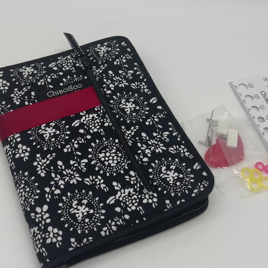 ChiaoGoo TWIST SS 5" Small interchangeable knitting needle set with surgical stainless steel lace tips and zippered fabric case for iDOKNiT.