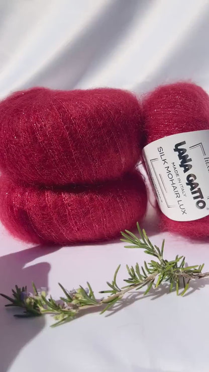 Lana Gatto Silk Mohair Lux 78 percent SuperKid Mohair 14 percent Silk with Lurex Italian lace weight yarn from iDOKNiT