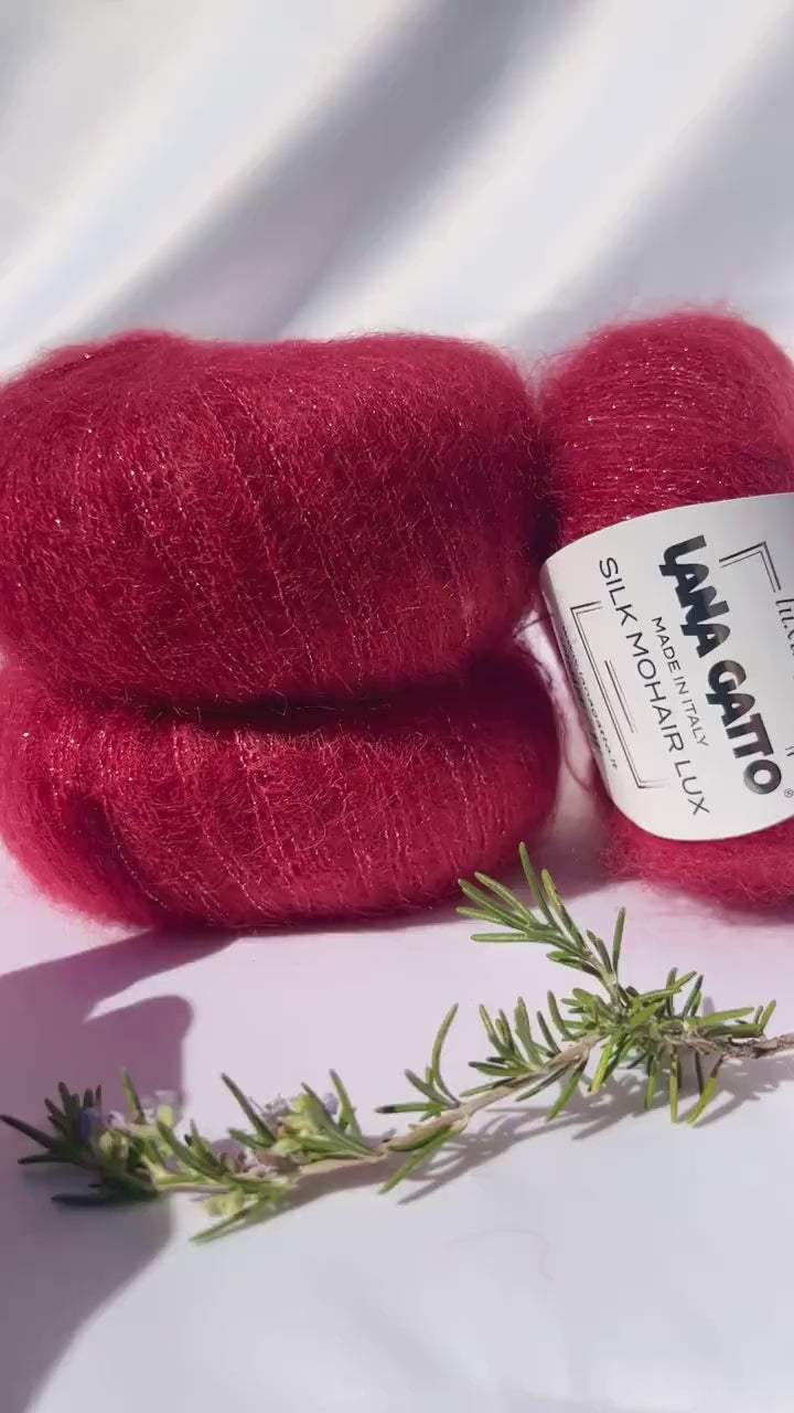 Lana Gatto Silk Mohair Lux 78 percent SuperKid Mohair 14 percent Silk with Lurex Italian lace weight yarn from iDOKNiT