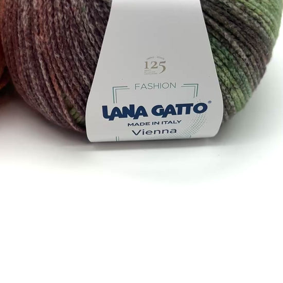 Lana Gatto VIENNA yarn ball in multicolor tones – 125th anniversary label front