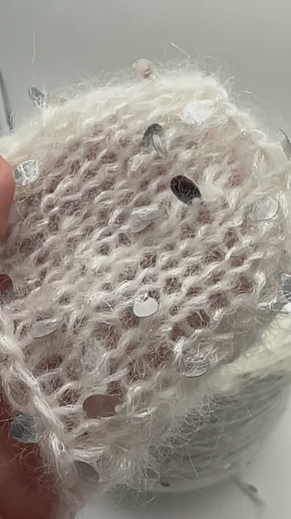 PAILLETTES Superkid Mohair Yarn, PIERROT, Premium Fancy Italian Yarn by Mister Joe, Available in Balls and on Cones, DK Weight, 210m/100g (229y/3.52oz)