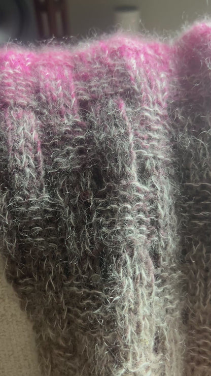 Gradient Hand-Knitted Palantine Shawl Scarf, Dundaga Wool Alpaca Oversized Wrap, Van Gogh Monet Goya Artist Collection