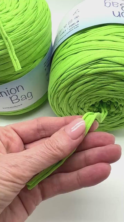RIBON Spagehtti Yarn, FASHION BAG,  Made from Real T-Shirt Material, Cotton Lycra Stretch Thread, Italy, Perfect for Crochet Bags, 700g/130m