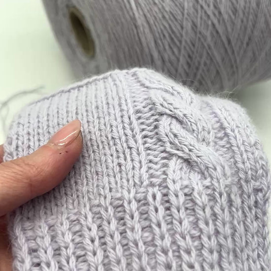 Elite iDOKNiT luxury lace weight carded yarn, LAMORA by Lanecardate Italy. 25% angora and 75% superfine merino wool blend, 800m/100g. Authentic Italian-made yarn with a signature soft halo and exquisite warmth curated by iDOKNiT for professional knitting.