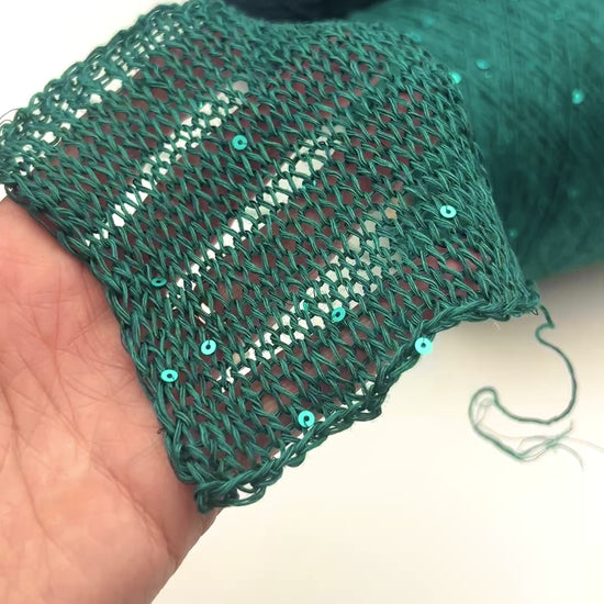 G&G FILATI SILK LINEN Italian 70 percent linen 30 percent silk fingering weight yarn with integrated 3mm paillettes on cone for knitting crochet weaving and machine knitting