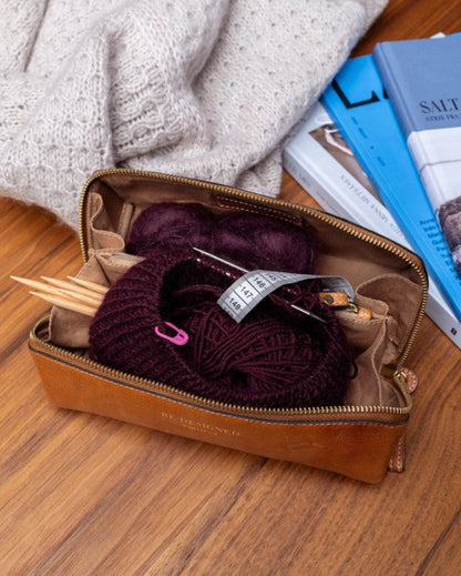 RE PROJECT 41 handcrafted Urban Leather knitting needle organizer case in natural finish from iDOKNiT