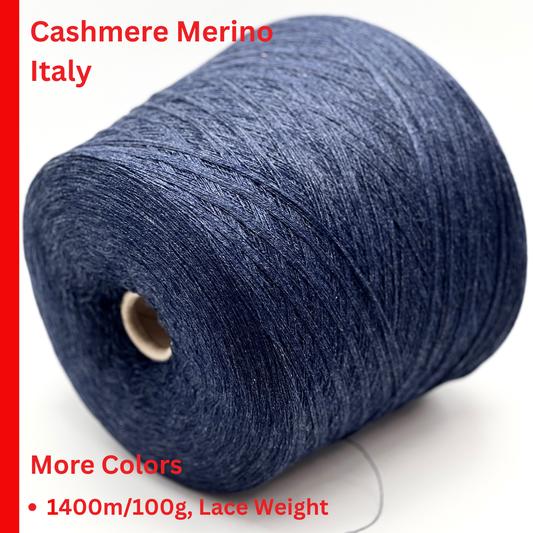 Cashmere Merino Yarn, TEN CASH, Luxury Italian Yarn by Ri.Go, Sold in Balls or on Cones, Lace Weight, 1400m/100g (1531y/3.52oz)