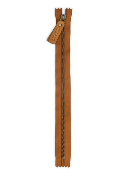 muud CARIN DIY sew-in metal zipper with genuine leather pull tab for handmade bags from iDOKNiT