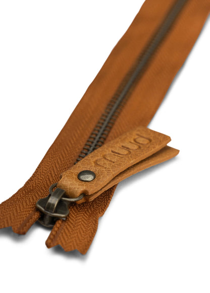 muud CARIN DIY sew-in metal zipper with genuine leather pull tab for handmade bags from iDOKNiT